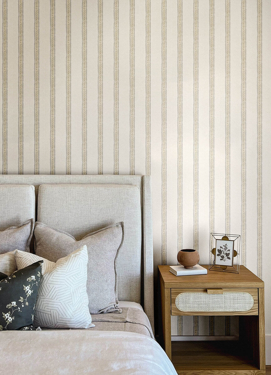 Chesapeake Printworks Mandevilla Stripe Wallpaper - Honey
