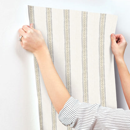 Chesapeake Printworks Mandevilla Stripe Wallpaper - Honey