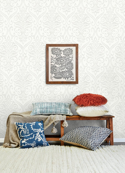 Chesapeake Printworks Adavu Damask Wallpaper - Dove
