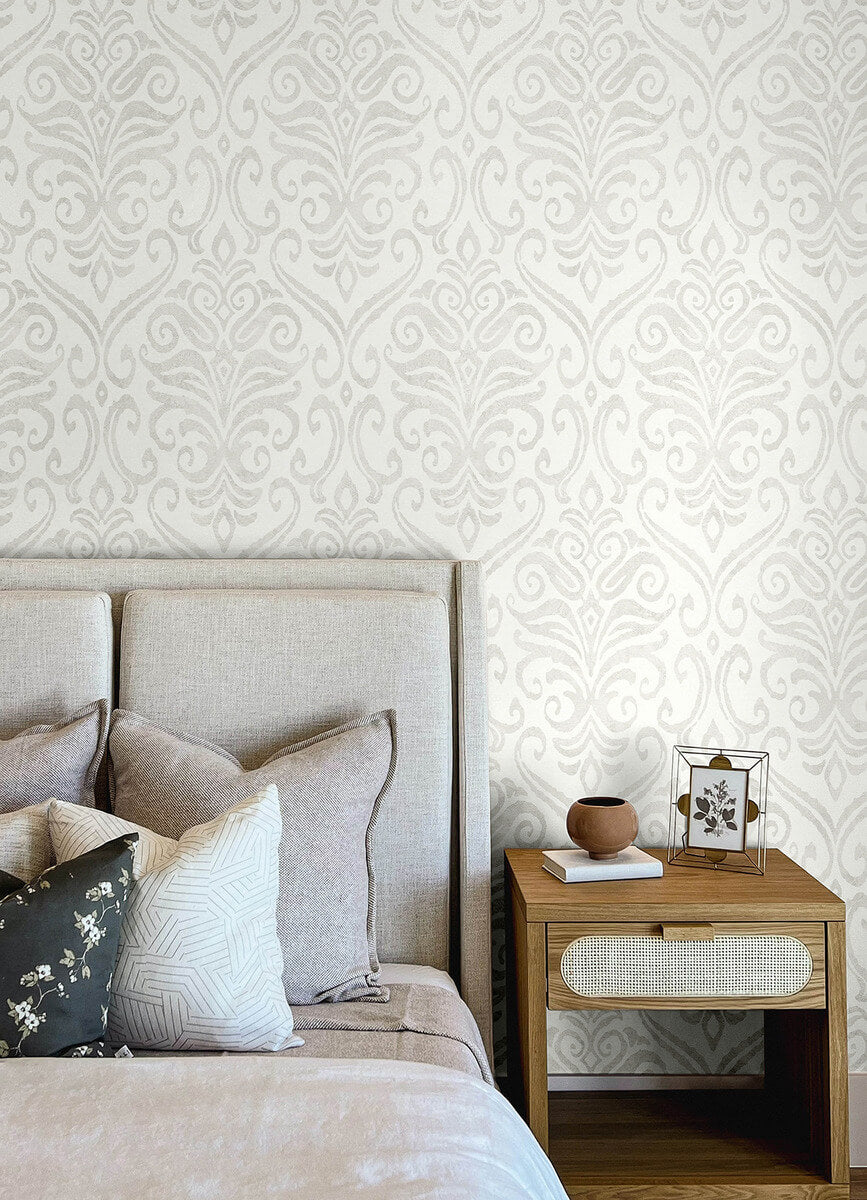 Chesapeake Printworks Adavu Damask Wallpaper - Dove
