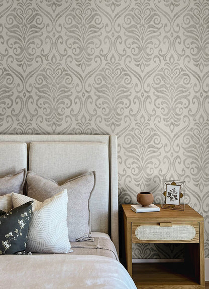 Chesapeake Printworks Adavu Damask Wallpaper - Grey
