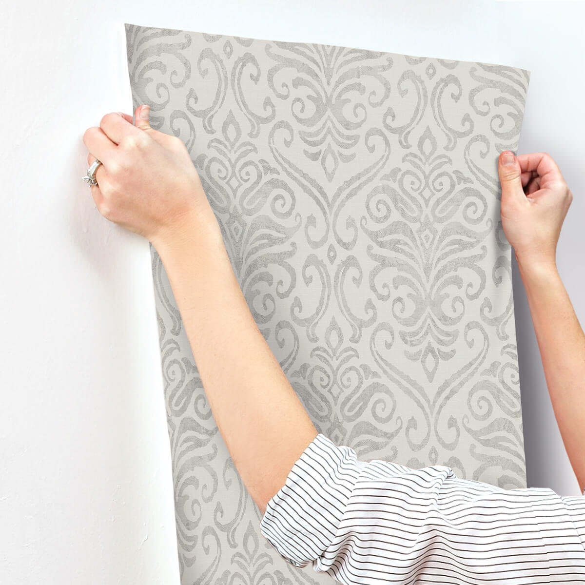 Chesapeake Printworks Adavu Damask Wallpaper - Grey