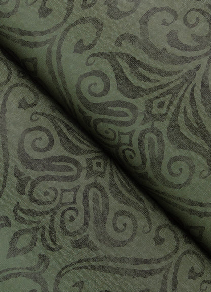 Chesapeake Printworks Adavu Damask Wallpaper - Dark Green