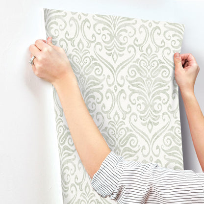 Chesapeake Printworks Adavu Damask Wallpaper - Sage