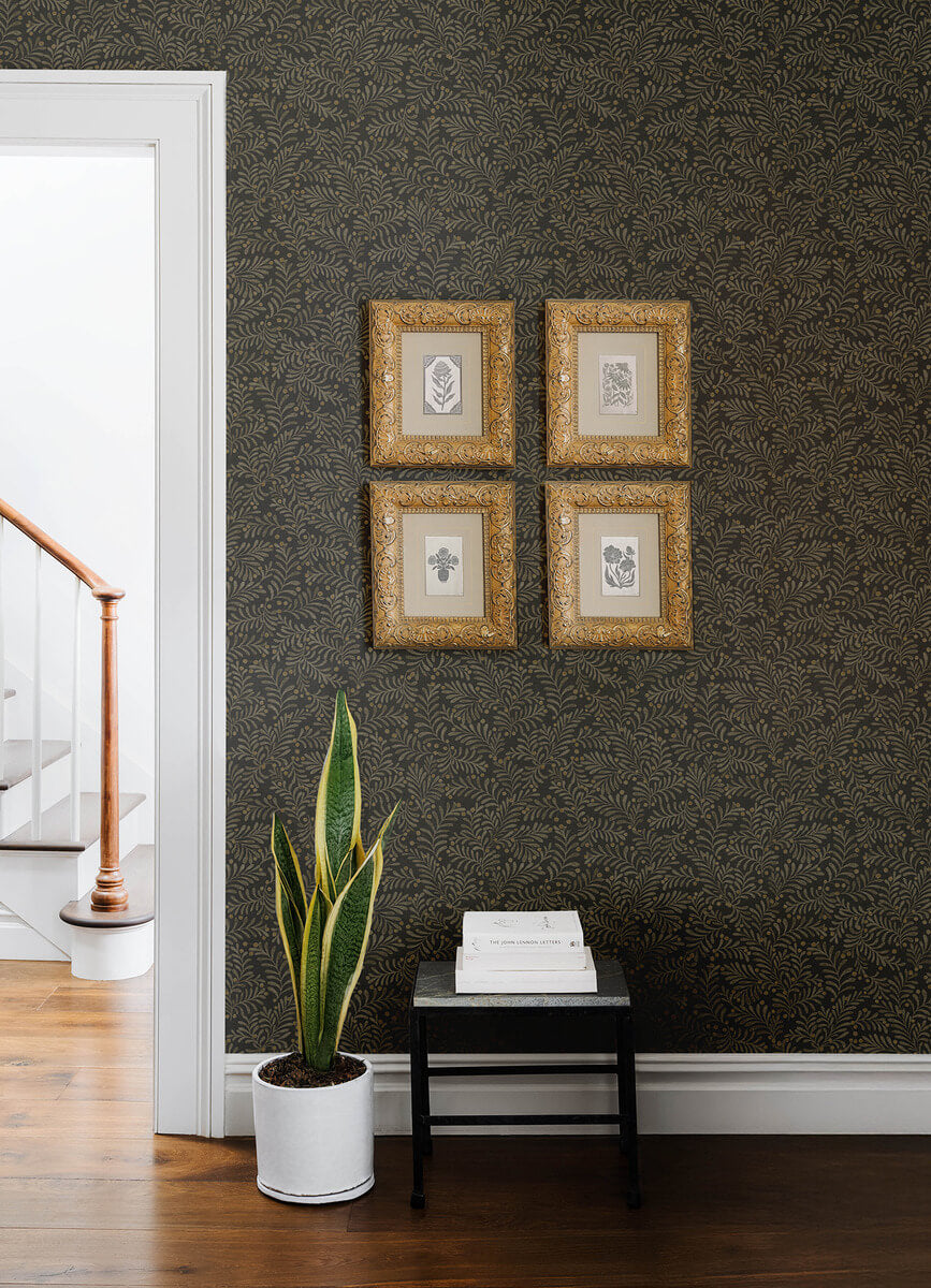 Chesapeake Printworks Chrysantha Berry Branches Wallpaper - Black