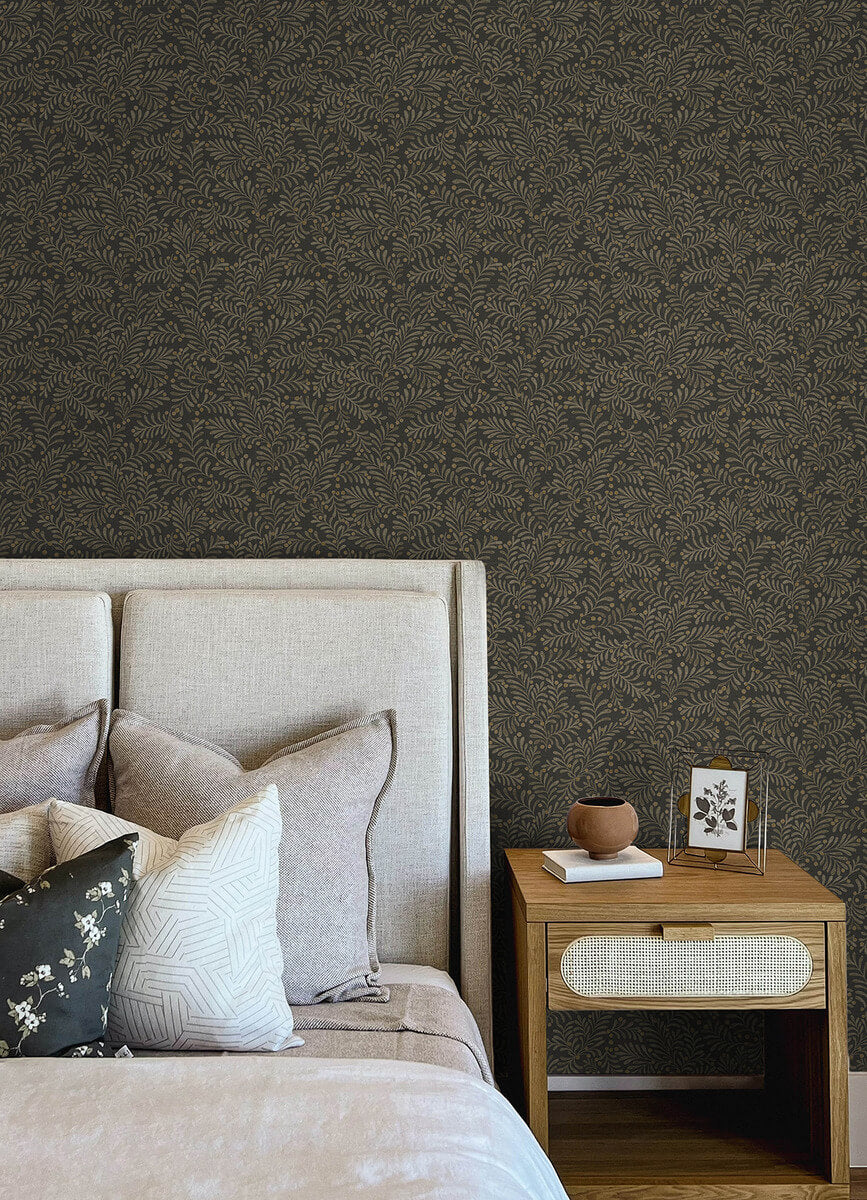 Chesapeake Printworks Chrysantha Berry Branches Wallpaper - Black