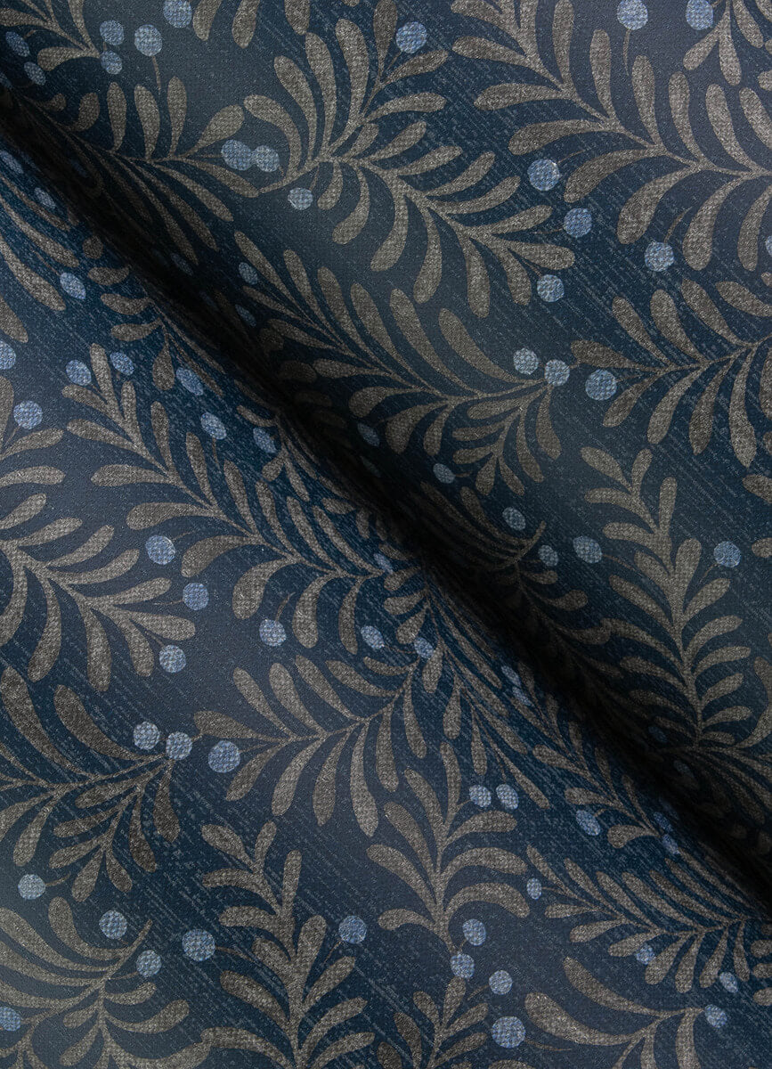 Chesapeake Printworks Chrysantha Berry Branches Wallpaper - Navy
