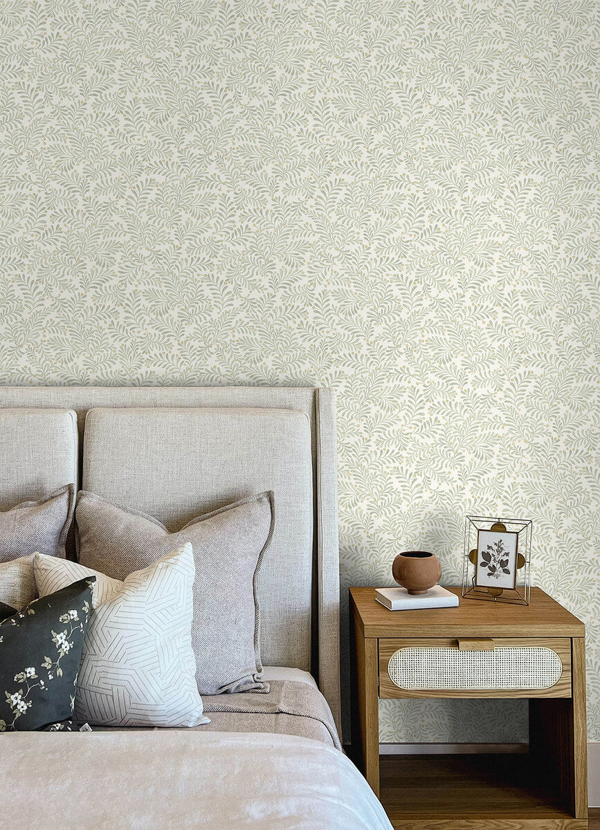 Chesapeake Printworks Chrysantha Berry Branches Wallpaper - Sage