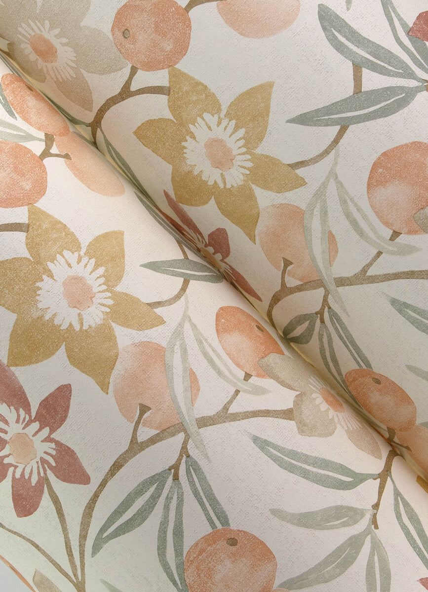 Chesapeake Printworks Passiflora Fruit & Floral Wallpaper - Peach