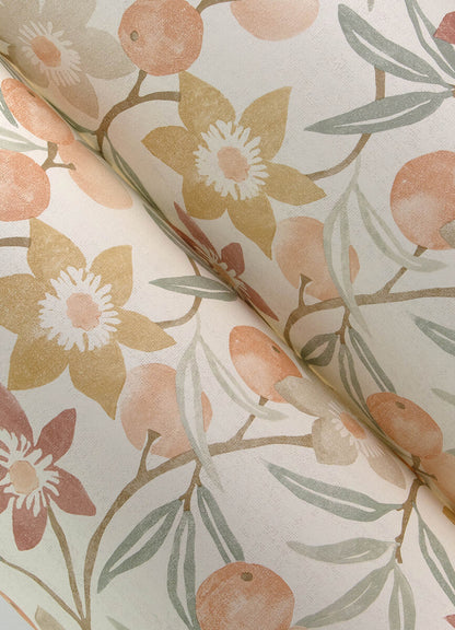 Chesapeake Printworks Passiflora Fruit & Floral Wallpaper - Peach