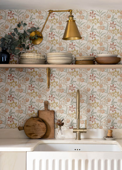Chesapeake Printworks Passiflora Fruit & Floral Wallpaper - Peach