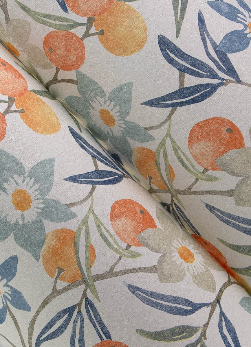 Chesapeake Printworks Passiflora Fruit & Floral Wallpaper - Blue