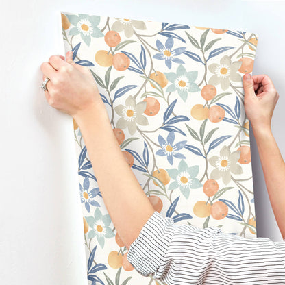 Chesapeake Printworks Passiflora Fruit & Floral Wallpaper - Blue