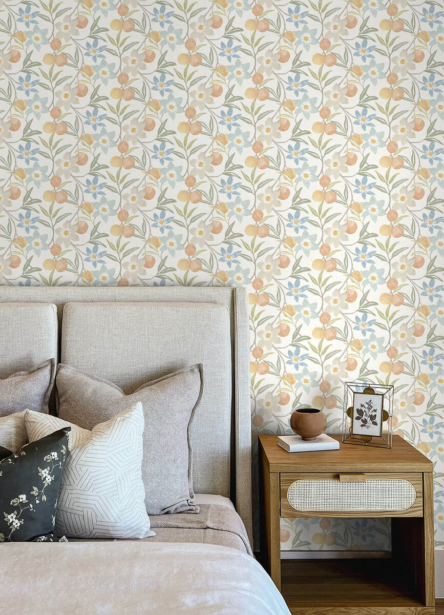 Chesapeake Printworks Passiflora Fruit & Floral Wallpaper - Apricot
