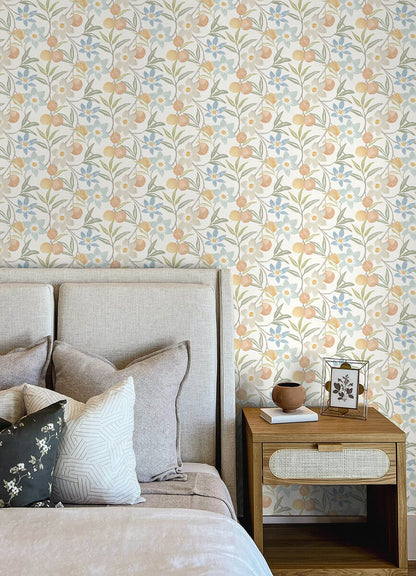 Chesapeake Printworks Passiflora Fruit & Floral Wallpaper - Apricot