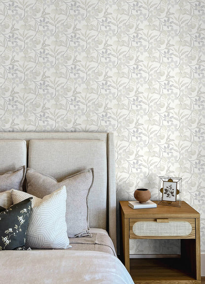Chesapeake Printworks Passiflora Fruit & Floral Wallpaper - Grey