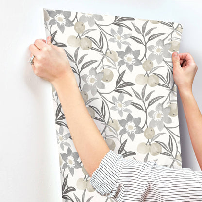 Chesapeake Printworks Passiflora Fruit & Floral Wallpaper - Charcoal