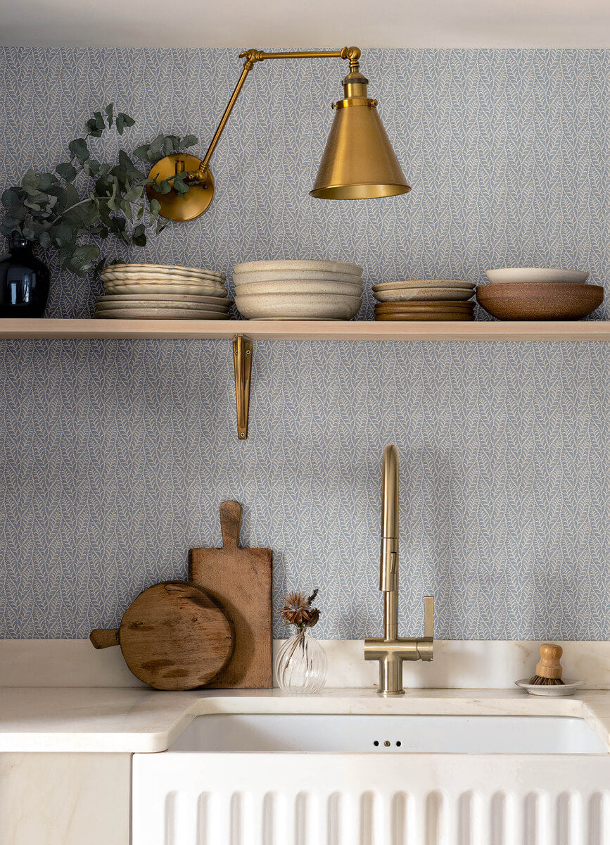 Chesapeake Printworks Coleus Leaves Wallpaper - Blue