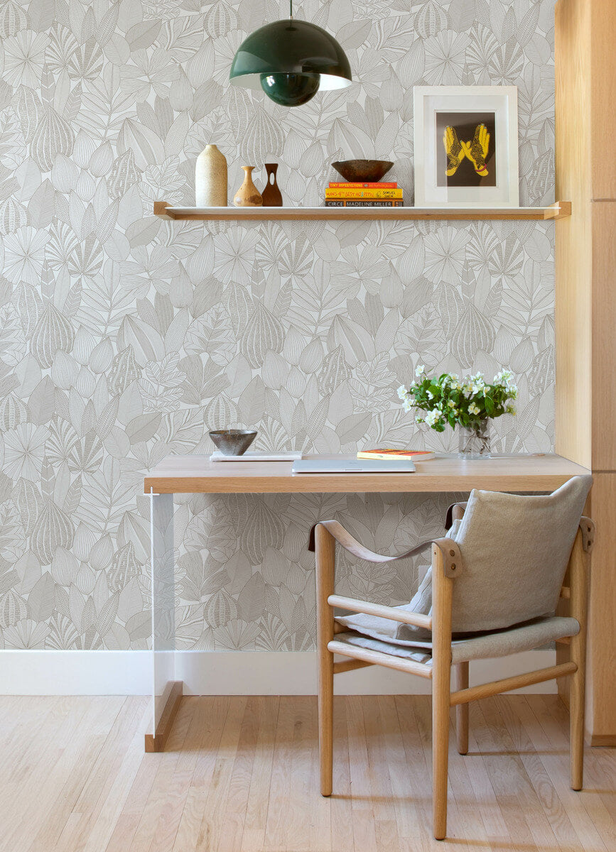 Drew & Jonathan Home Mathias Botanical Wallpaper - Grey