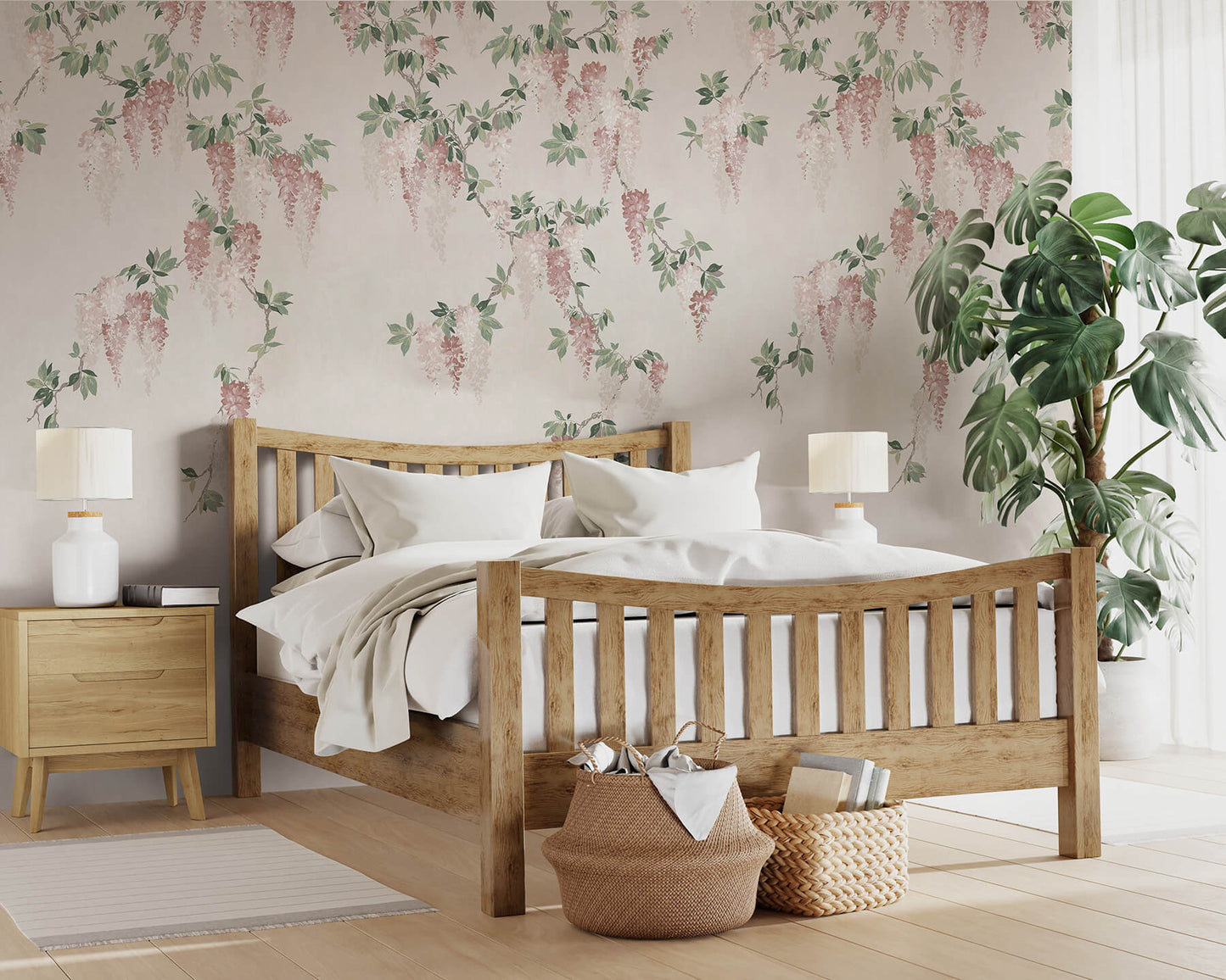 Westbury Forest Wisteria Wallpaper Mural - Blush