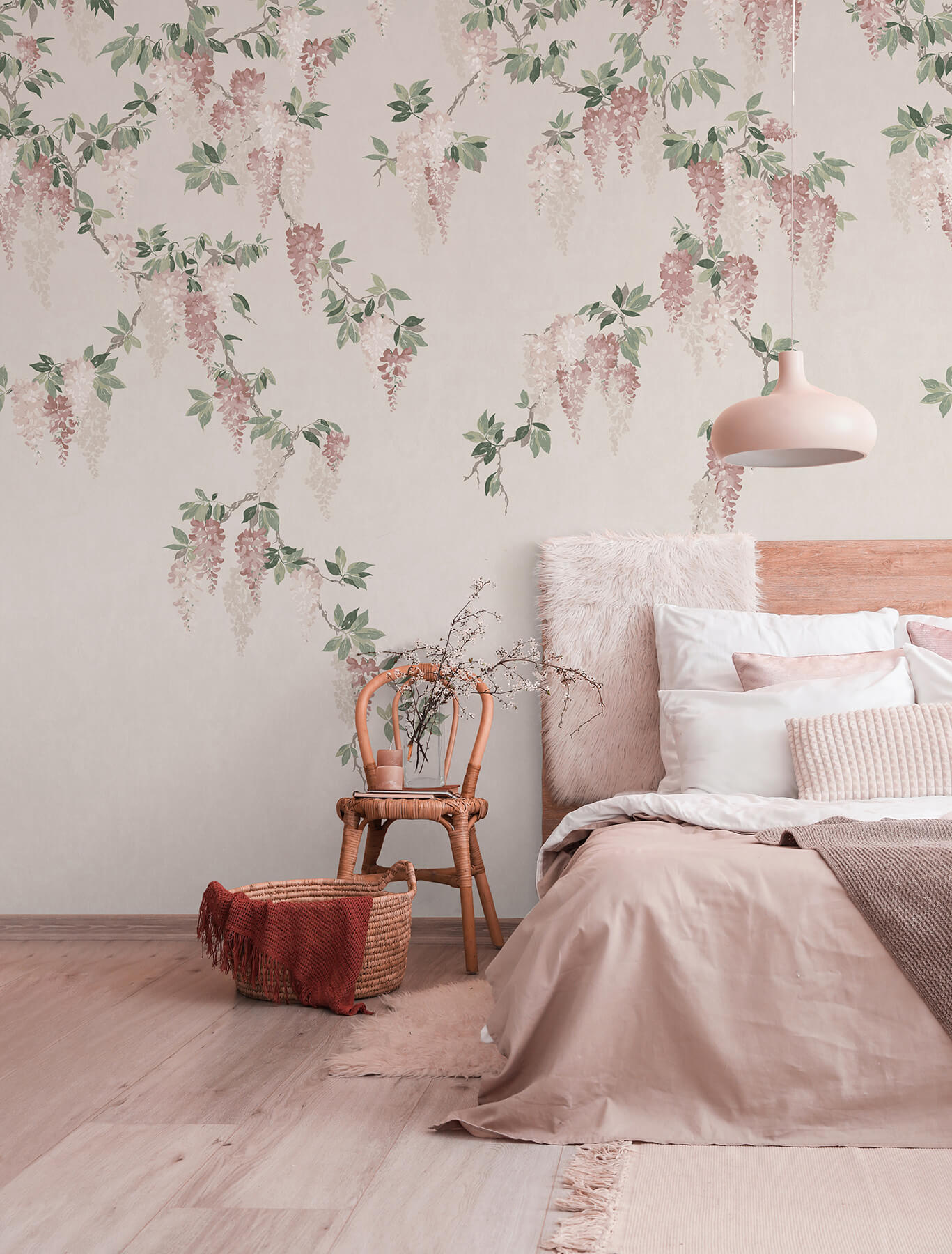 Westbury Forest Wisteria Wallpaper Mural - Blush