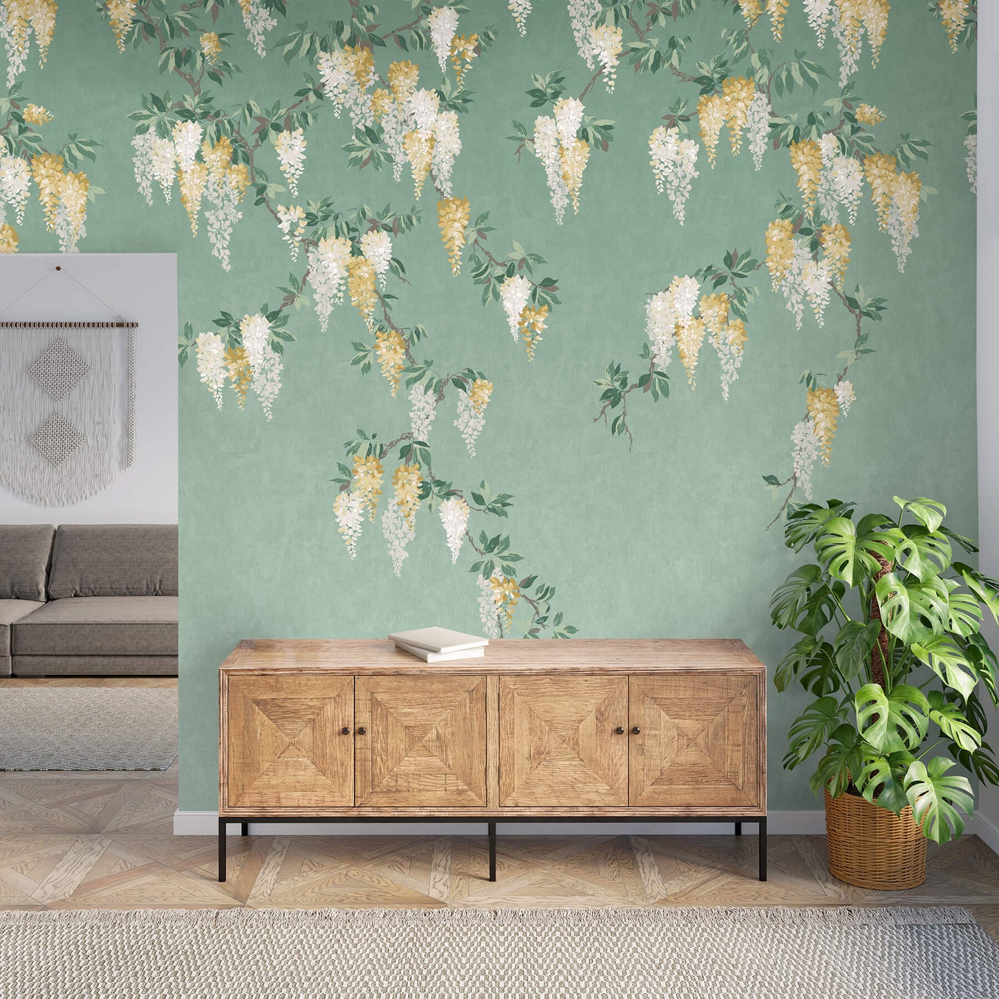 Advantage Westbury Forest Wisteria Wallpaper Mural - Green