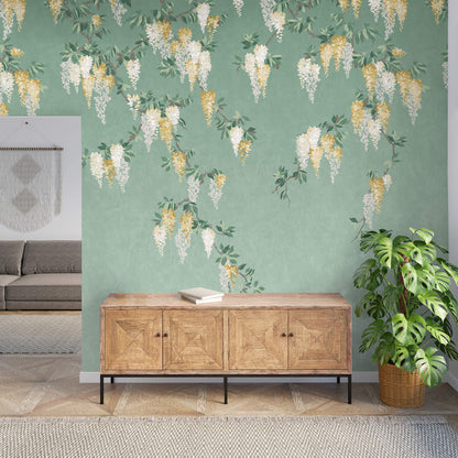 Advantage Westbury Forest Wisteria Wallpaper Mural - Green