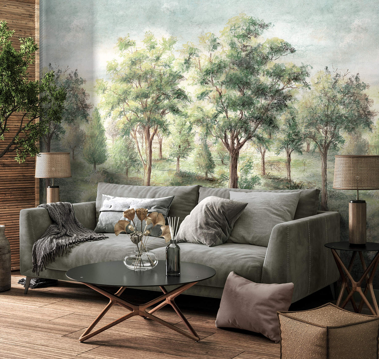 Advantage Westbury Forest Orchard Wallpaper Mural - Green