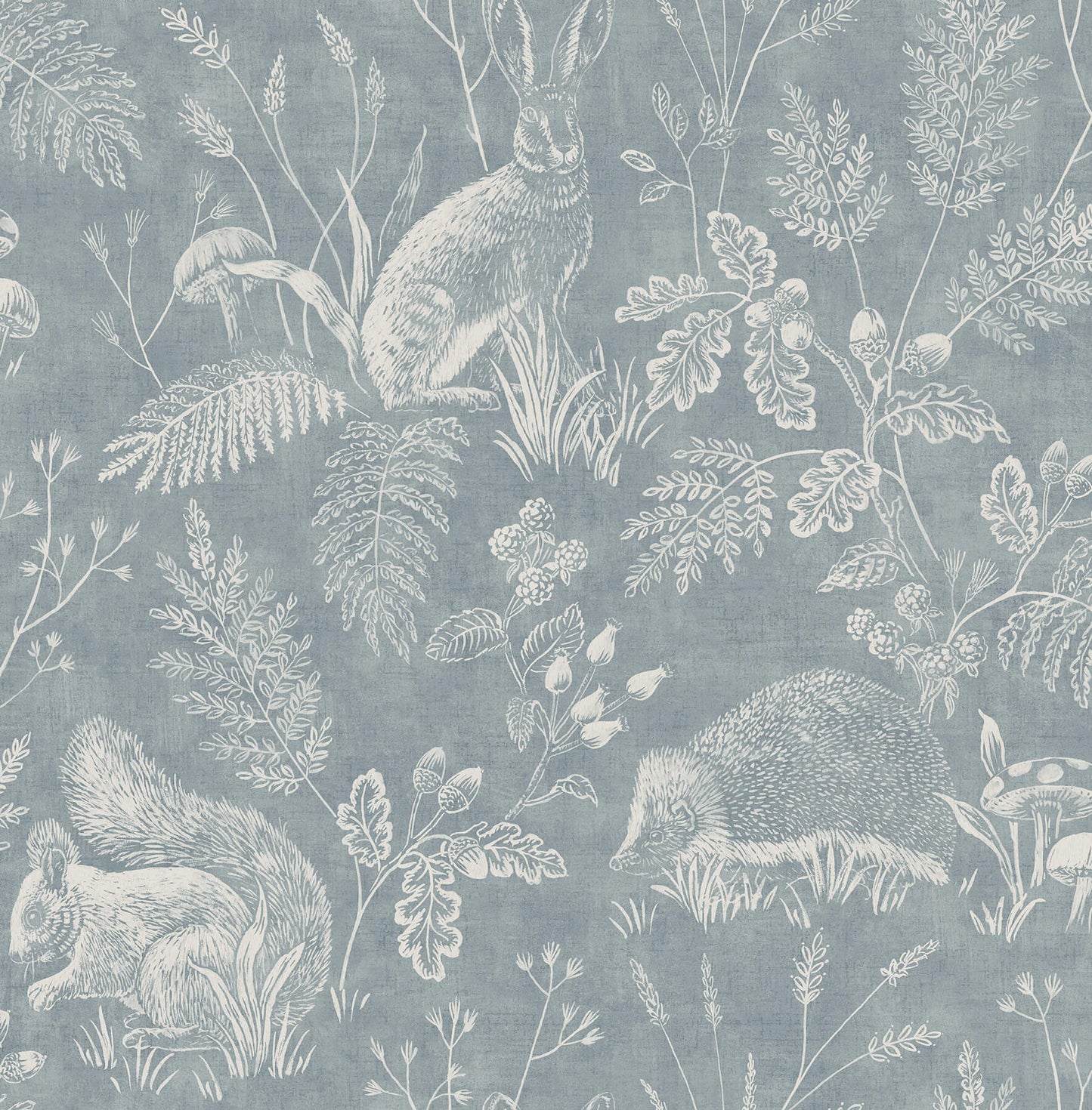 Westbury Forest Woodland Toile Wallpaper - Blue