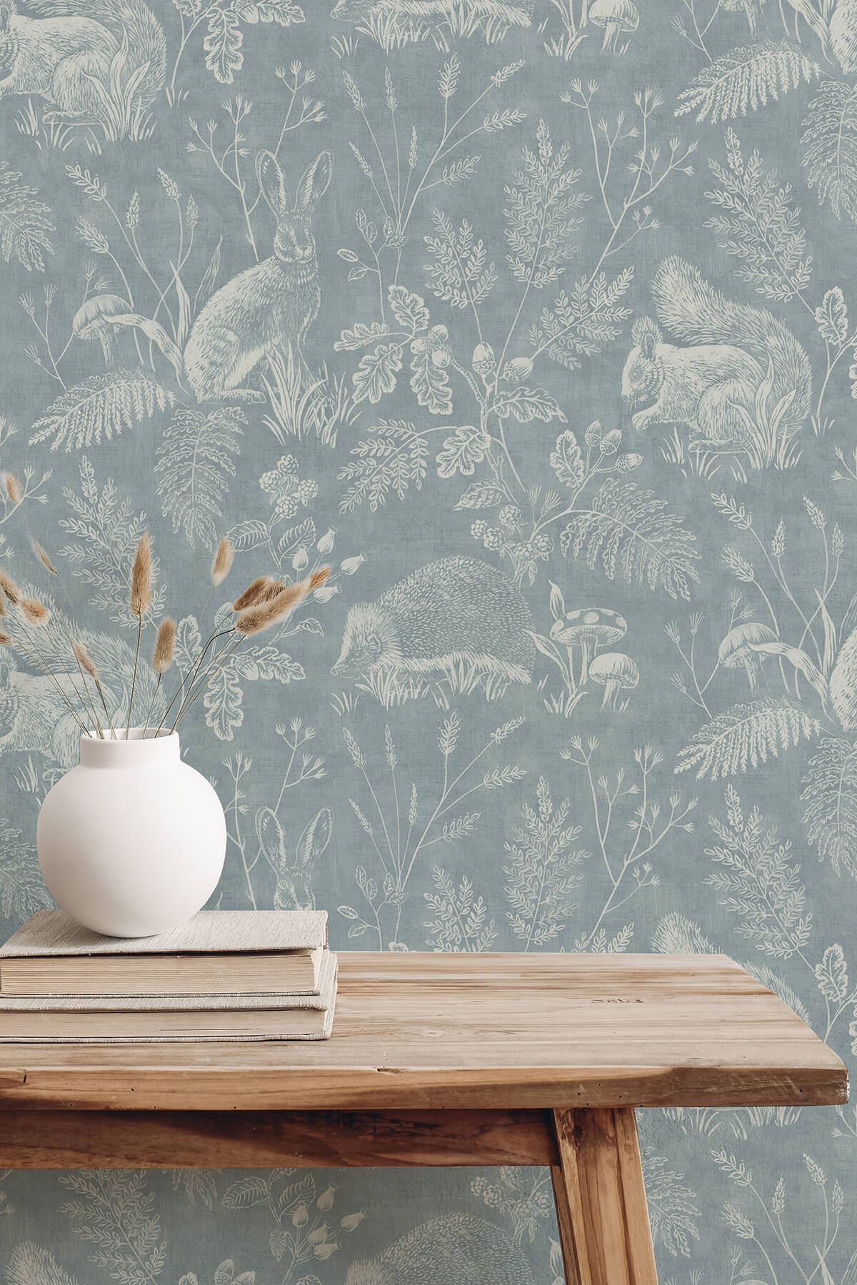 Westbury Forest Woodland Toile Wallpaper - Blue