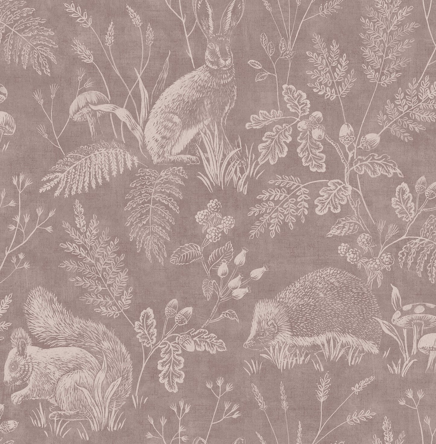 Westbury Forest Woodland Toile Wallpaper - Mahogany