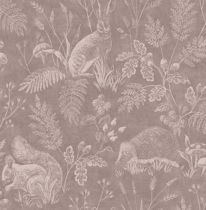 Westbury Forest Woodland Toile Wallpaper - Mahogany