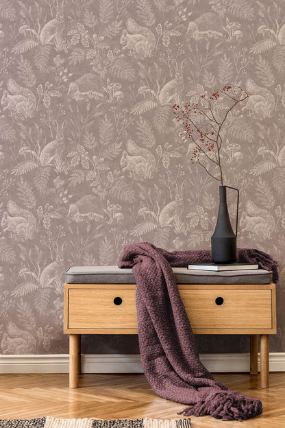 Westbury Forest Woodland Toile Wallpaper - Mahogany