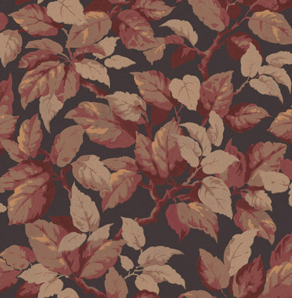 Westbury Forest Canopy Leaf Wallpaper - Burgundy