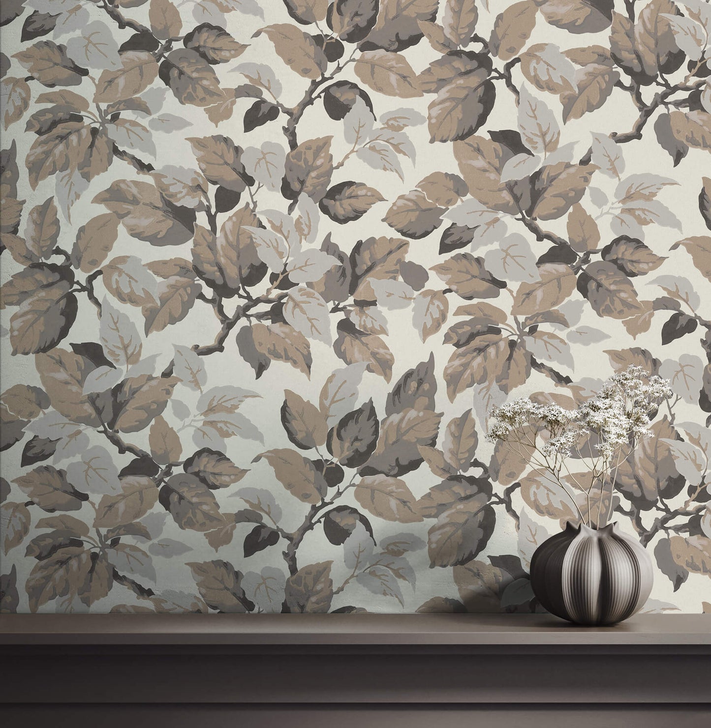 Westbury Forest Canopy Leaf Wallpaper - Beige