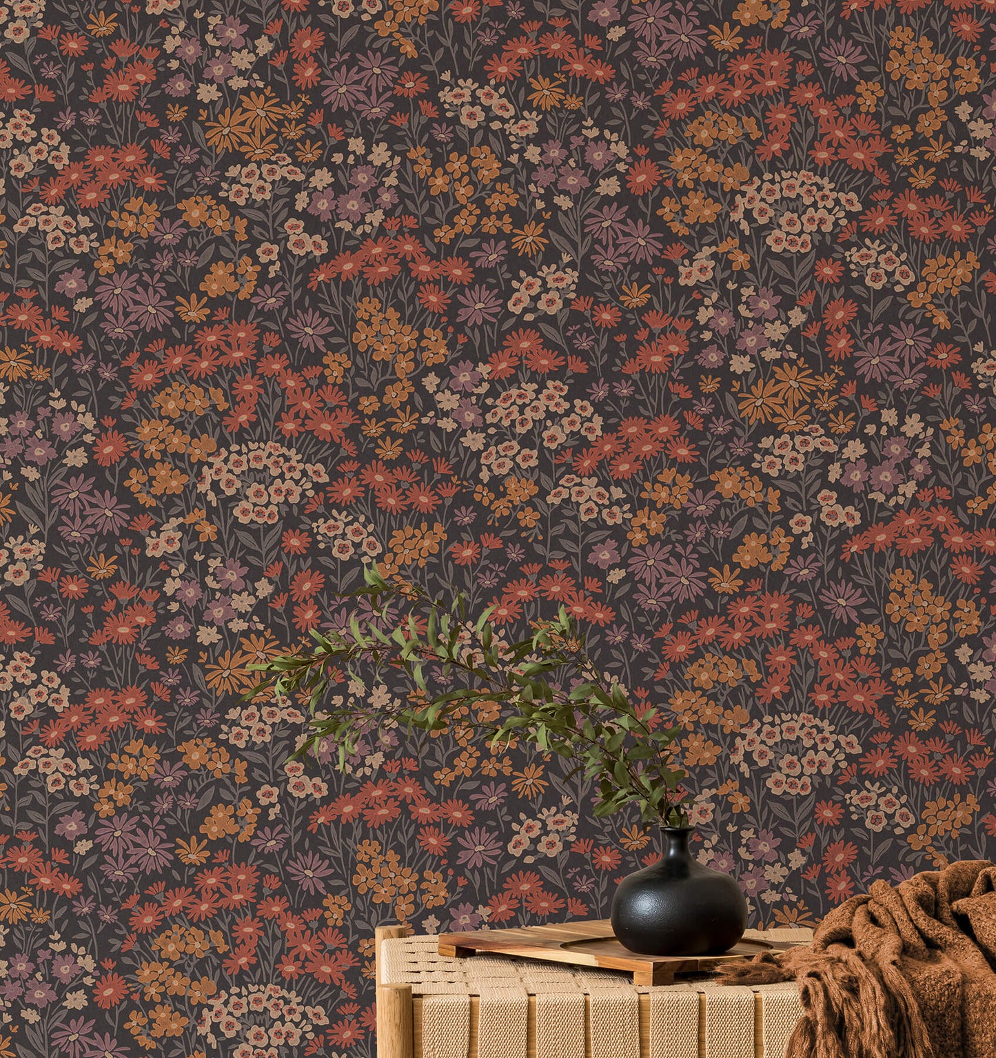 Westbury Forest Ditsy Daisies Wallpaper - Orange