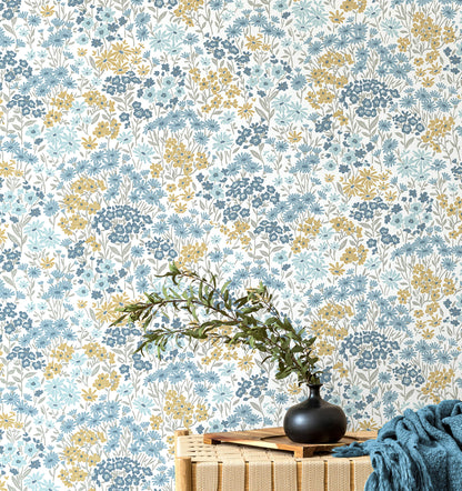 Westbury Forest Ditsy Daisies Wallpaper - Light Blue