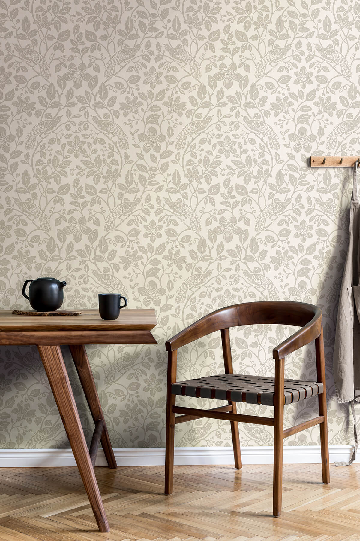 Westbury Forest Marlow Bird Vine Wallpaper - Bone