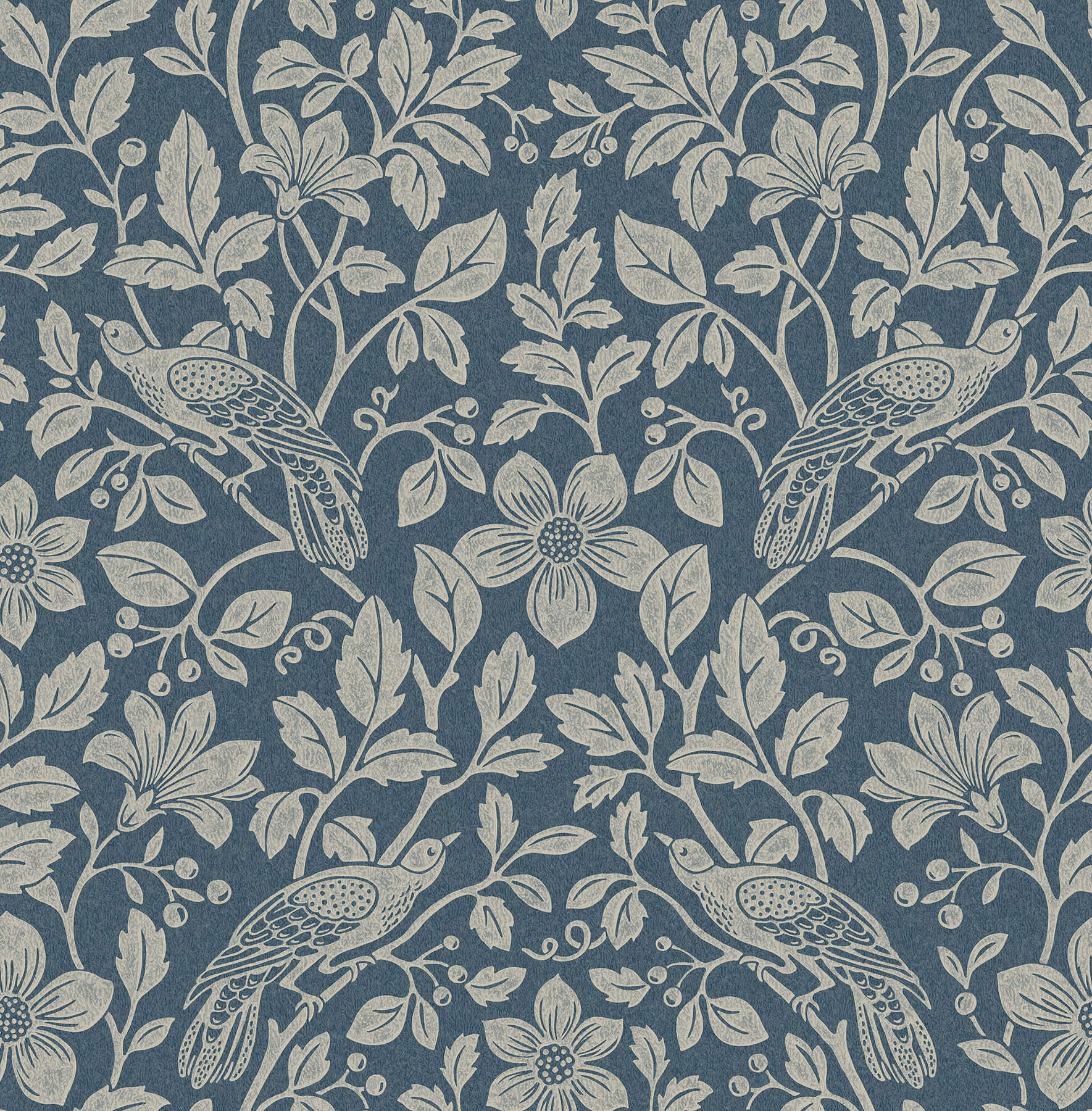 4164-M1818 Westbury Forest Marlow Bird Vine Wallpaper - Dark Blue