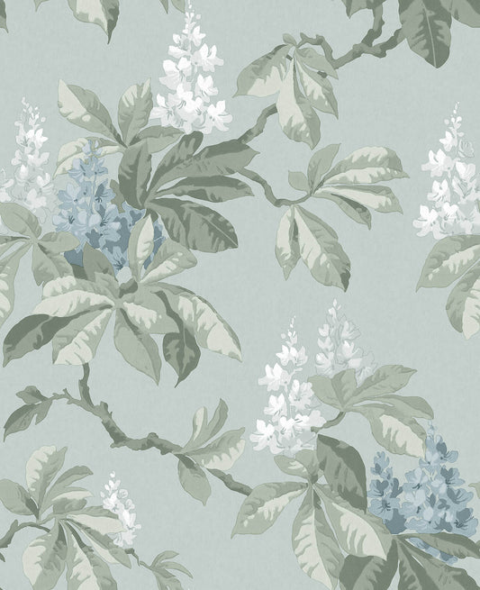 Westbury Forest Chestnut Floral Wallpaper - Blue