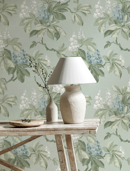 Westbury Forest Chestnut Floral Wallpaper - Blue