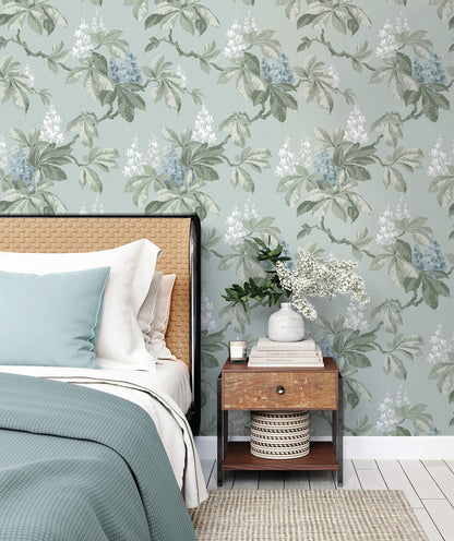 Westbury Forest Chestnut Floral Wallpaper - Blue