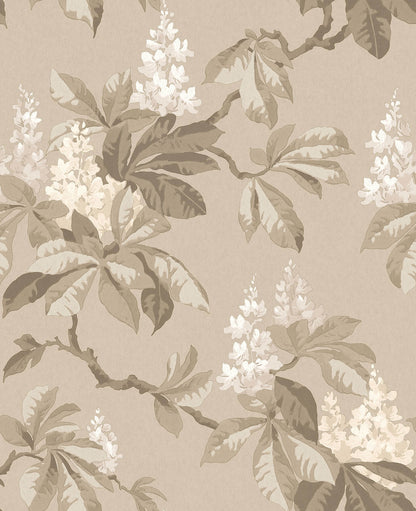 Westbury Forest Chestnut Floral Wallpaper - Beige