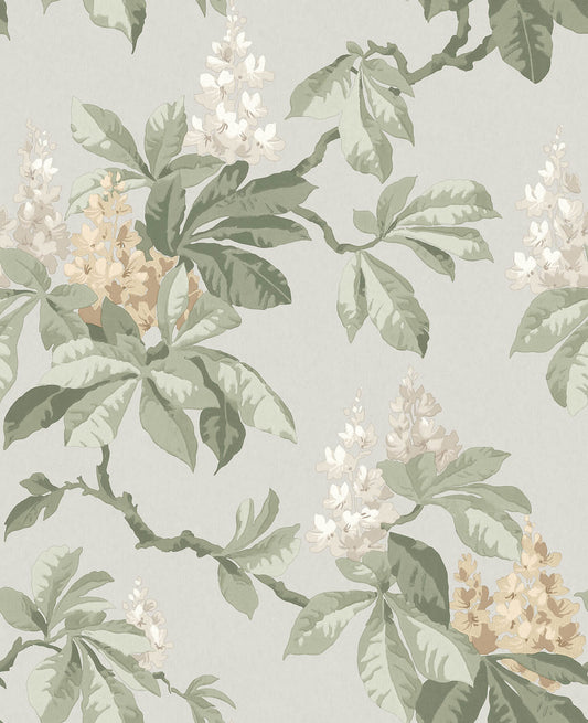 Westbury Forest Chestnut Floral Wallpaper - Grey