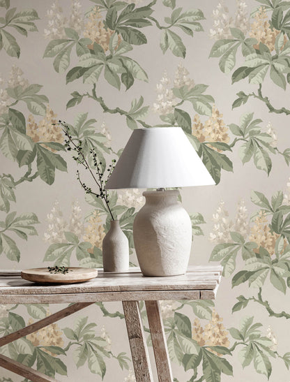 Westbury Forest Chestnut Floral Wallpaper - Grey