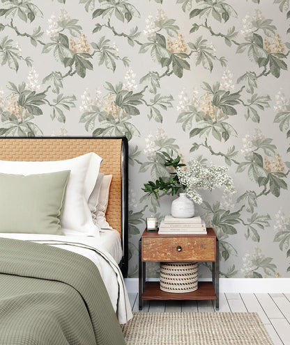 Westbury Forest Chestnut Floral Wallpaper - Grey