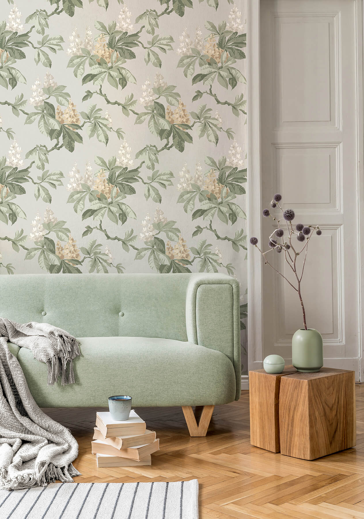 4164-M1821 Westbury Forest Chestnut Floral Wallpaper - Grey