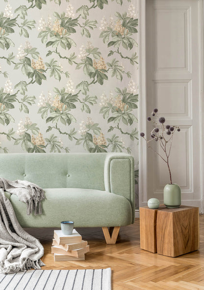 Westbury Forest Chestnut Floral Wallpaper - Grey