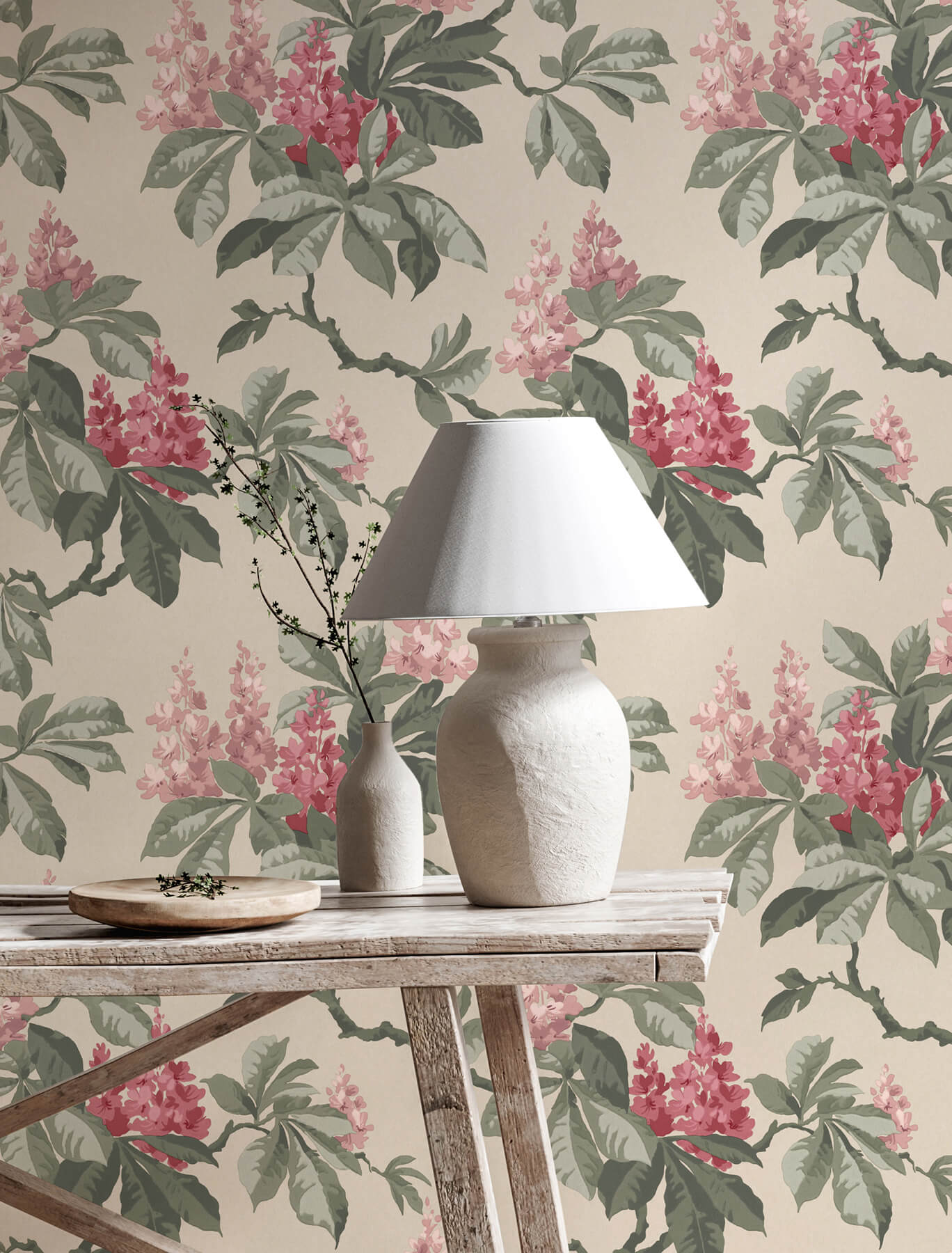 Westbury Forest Chestnut Floral Wallpaper - Pink