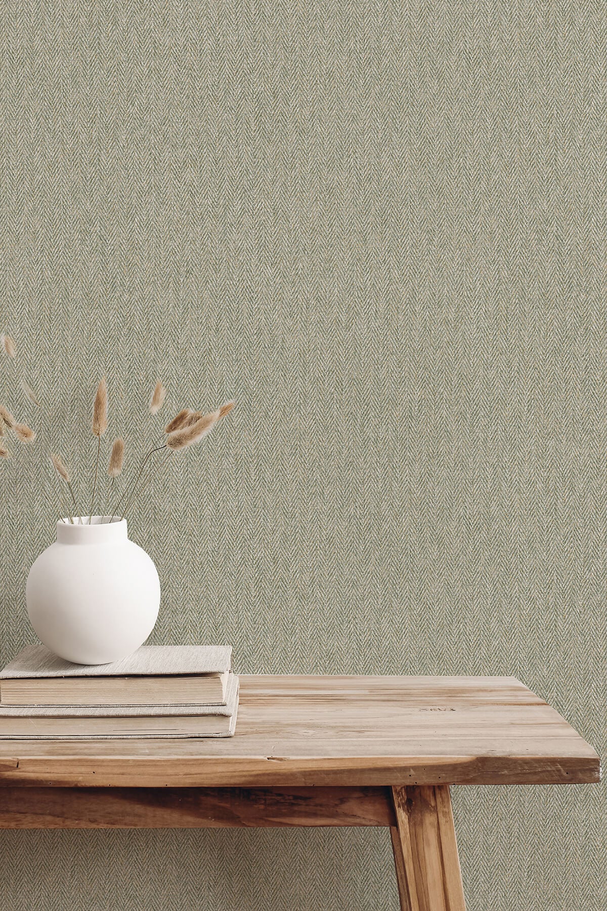 Westbury Forest Herringbone Tweed Wallpaper - Green